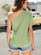 Load image into Gallery viewer, Asymmetrical One-Shoulder Short Sleeve Tee