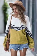 Load image into Gallery viewer, Leopard Color Block Waffle-Knit Top