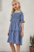 Load image into Gallery viewer, Girls Printed Smocked Flounce Sleeve Dress
