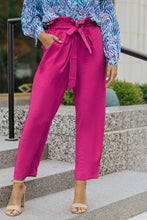Load image into Gallery viewer, Belted Paperbag Waist Straight Leg Pants with Pockets
