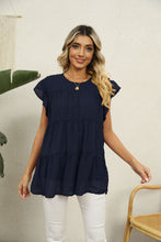 Load image into Gallery viewer, Swiss Dot Round Neck Tiered Blouse
