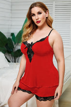 Load image into Gallery viewer, Lace Trim Plus Size Pajamas Set