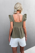 Load image into Gallery viewer, Flutter Sleeve Square Neck Peplum Top