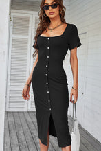Load image into Gallery viewer, Button Down Square Neck Knit Midi Dress