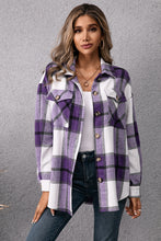 Load image into Gallery viewer, Plaid Pocketed Button Down Shirt Jacket