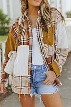 Load image into Gallery viewer, Plaid Color Block Dropped Shoulder Shacket