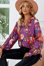 Load image into Gallery viewer, Printed Johnny Collar Raglan Sleeve Blouse