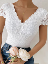 Load image into Gallery viewer, Lace Trim V-Neck Bodysuit