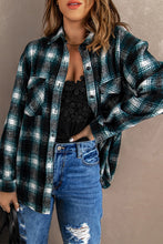 Load image into Gallery viewer, Plaid Curved Hem Button Down Shirt Jacket