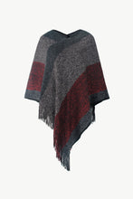 Load image into Gallery viewer, Color Block V-Neck Brushed Poncho