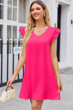 Load image into Gallery viewer, Ruffled V-Neck Flutter Sleeve Dress