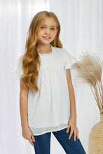 Load image into Gallery viewer, Girls Swiss Dot Smocked Flutter Sleeve Blouse
