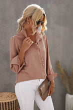 Load image into Gallery viewer, Frilled Trim Button Down Shirt