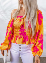 Load image into Gallery viewer, Floral Off-Shoulder Peplum Blouse