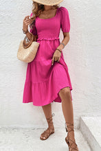 Load image into Gallery viewer, Square Neck Puff Sleeve Cutout Dress