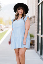 Load image into Gallery viewer, Zenana Call Me Later Full Size Tiered Mini Dress in Cream Blue