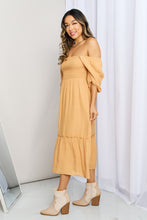 Load image into Gallery viewer, Gilli Smocked Puff Sleeve Frill Trim Midi Dress