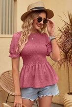 Load image into Gallery viewer, Swiss Dot Smocked Peplum Blouse