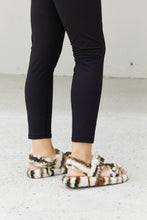 Load image into Gallery viewer, Qupid Cozy Atmosphere Striped Faux Fur Buckled Sandals