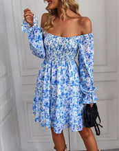Load image into Gallery viewer, Floral Smocked Ruffle Hem Flounce Sleeve Dress