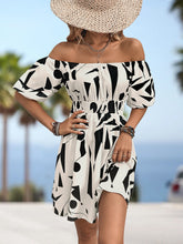 Load image into Gallery viewer, Printed Off-Shoulder Smocked Waist Dress
