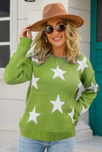 Load image into Gallery viewer, Star Pattern Dropped Shoulder Ribbed Trim Sweater