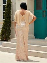 Load image into Gallery viewer, Plus Size Sequin Cloak Sleeve V-Neck Dress