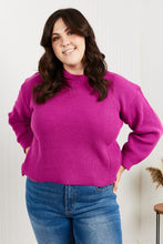 Load image into Gallery viewer, Heimish Losing Track Full Size Hem Detail Rib-Knit Sweater in Magenta