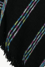 Load image into Gallery viewer, Colorful Stripe V-Neck Asymmetrical Fringe Hem Poncho
