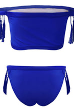 Load image into Gallery viewer, Tassel Tie Off-Shoulder Bikini Set