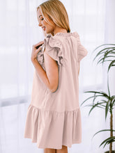 Load image into Gallery viewer, Ruffle Shoulder Tie-Neck Tiered Dress