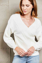 Load image into Gallery viewer, Double Take Ribbed Puff Sleeve Surplice Sweater