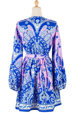 Load image into Gallery viewer, Bohemian Button Down Balloon Sleeve Belted Mini Dress