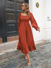 Load image into Gallery viewer, Smocked Ruffle Hem Flounce Sleeve Dress