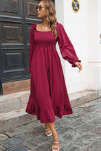Load image into Gallery viewer, Smocked Ruffle Hem Flounce Sleeve Dress