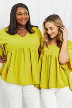 Load image into Gallery viewer, Celeste Look At Me Full Size Flowy Ruffle Sleeve Top in Lime