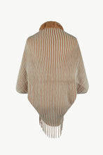 Load image into Gallery viewer, Striped Faux Fur Trim Open Front Cardigan