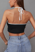 Load image into Gallery viewer, DIBS 1054 Contrast Trim Halter Neck Crop Top