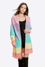 Load image into Gallery viewer, Color Block Open Front Drop Shoulder Cardigan with Pockets