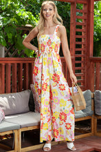 Load image into Gallery viewer, Floral Square Neck Smocked Wide Leg Jumpsuit