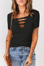 Load image into Gallery viewer, Strappy Ribbed Knit T-Shirt