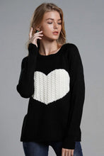 Load image into Gallery viewer, Heart Graphic Raglan Sleeve Pullover Sweater
