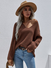 Load image into Gallery viewer, Deep V Rib-Knit Sweater