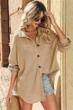 Load image into Gallery viewer, Waffle-Knit Collared Neck Dropped Shoulder Shirt