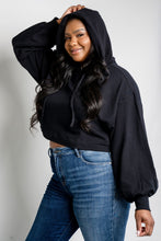 Load image into Gallery viewer, Zenana Full Size Balloon Sleeve Drawstring Detail Cropped Hoodie