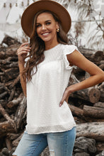 Load image into Gallery viewer, Swiss Dot Flutter Sleeve Round Neck Top