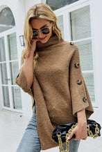 Load image into Gallery viewer, Handkerchief Hem Turtleneck Poncho Sweater