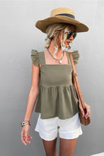 Load image into Gallery viewer, Flutter Sleeve Square Neck Peplum Top