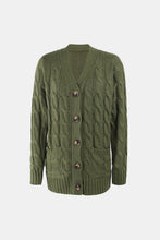 Load image into Gallery viewer, Cable-Knit Button Down V-Neck Cardigan
