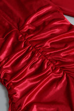Load image into Gallery viewer, Ruched Tulip Hem Velvet Mini Dress